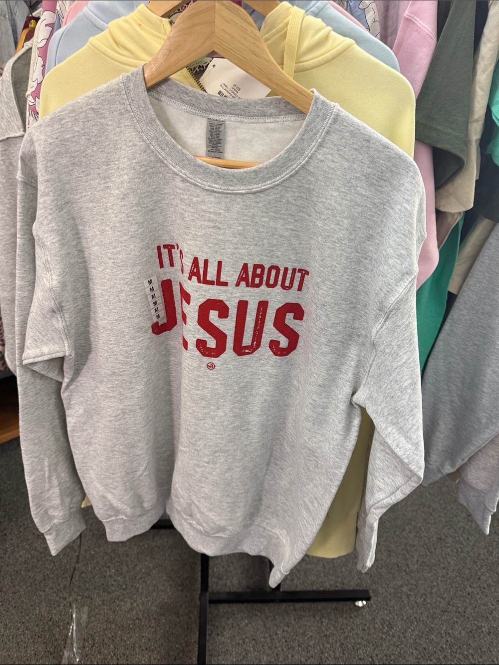 Gray Kids Sweatshirt - "It's All About Jesus" Graphic